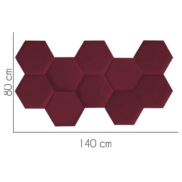 Imagem de Cabeceira Painel Modulado Colmeia Blogueirinha Estofada 140cm Casal Tecido Sintético Bordô - Ahz Móveis