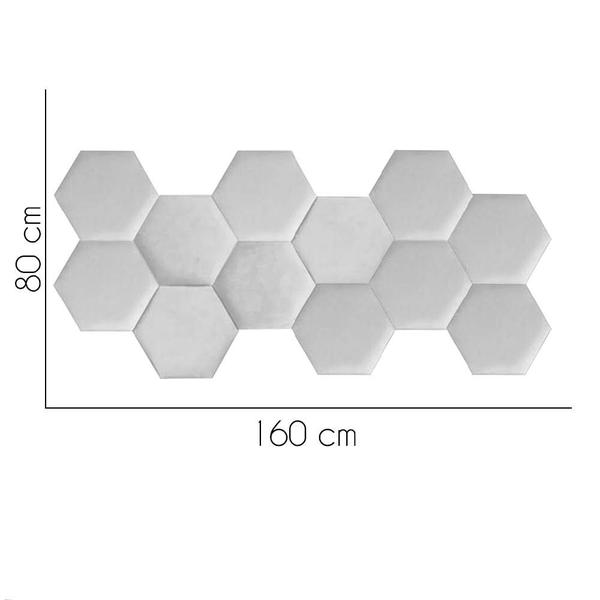 Imagem de Cabeceira Painel Modulado Colmeia Blogueirinha Estofada 160cm Queen Size Tecido Sintético Branco - Ahazzo Móveis