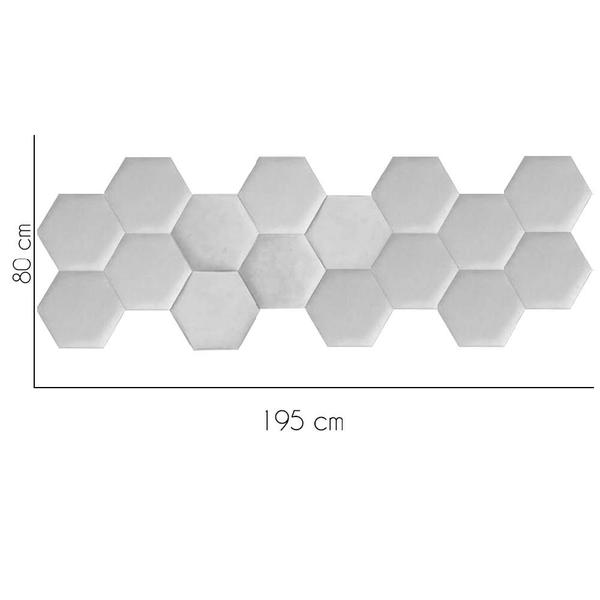 Imagem de Cabeceira Painel Modulado Colmeia Blogueirinha Estofada 195cm King Size Tecido Sintético Branco - Ahazzo Móveis