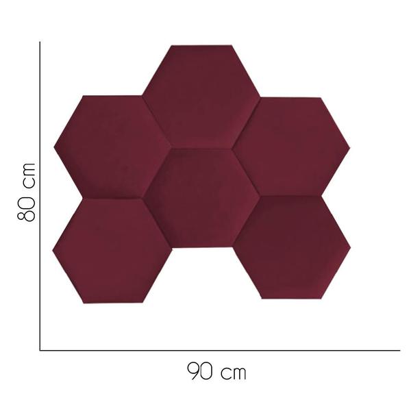 Imagem de Cabeceira Painel Modulado Colmeia Blogueirinha Estofada 90cm Solteiro material sintético Bordô - Ahazzo Móveis