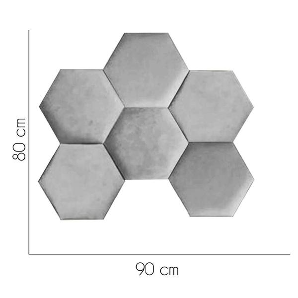 Imagem de Cabeceira Painel Modulado Colmeia Blogueirinha Estofada 90cm Solteiro material sintético Cinza - Ahz Móveis