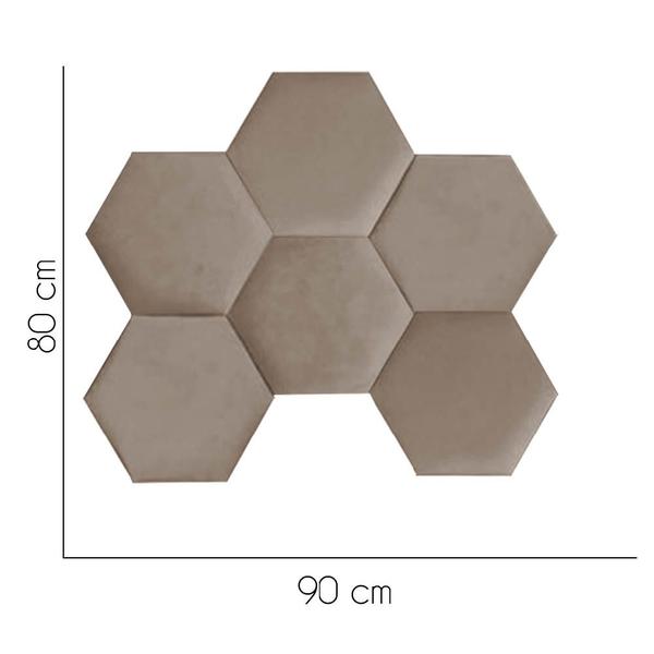 Imagem de Cabeceira Painel Modulado Colmeia Blogueirinha Estofada 90cm Solteiro Tecido Sintético Bege - Ahazzo Móveis