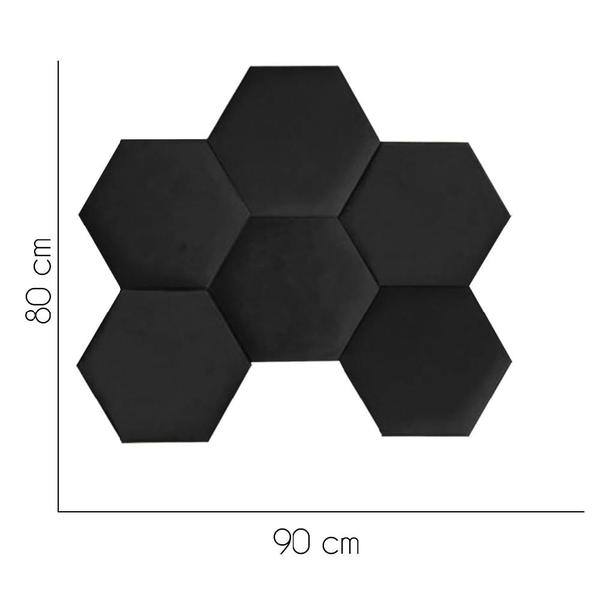 Imagem de Cabeceira Painel Modulado Colmeia Blogueirinha Estofada 90cm Solteiro Tecido Sintético Preto - Ahz Móveis