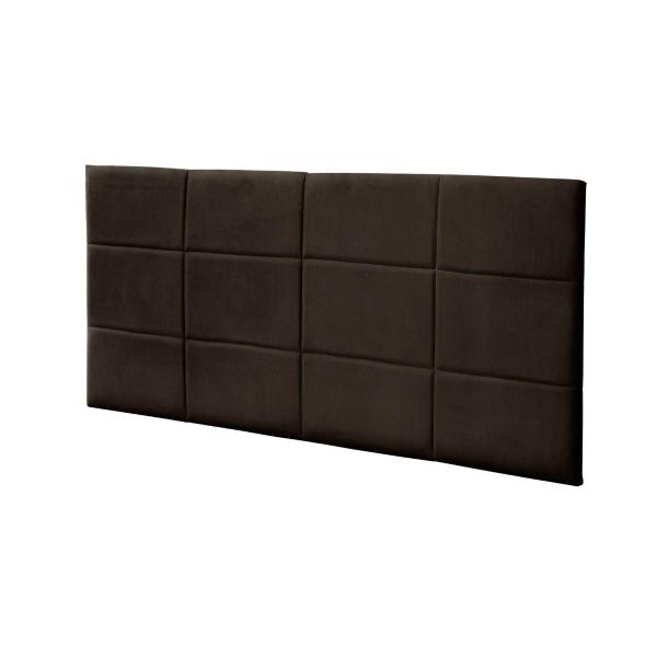 Imagem de Cabeceira Painel Raissa 1,38 Cm Cama Box Suede Marrom Escuro