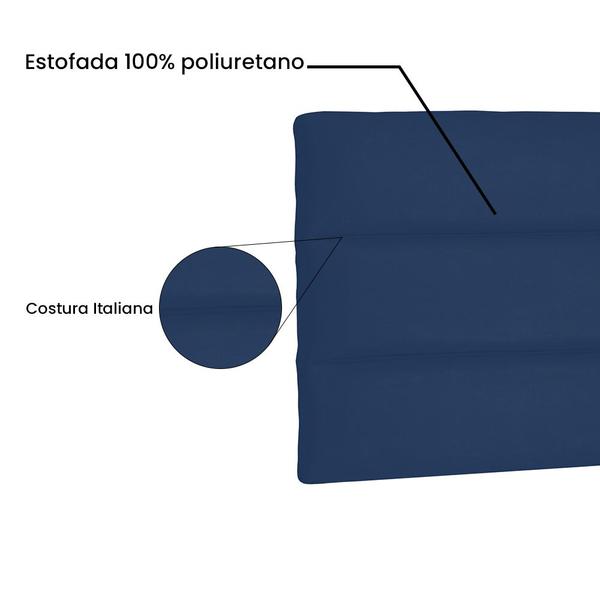 Imagem de Cabeceira Painel Solteiro 0,90m La Italiana Suede Azul Marinho - Pallazio