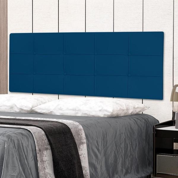 Imagem de Cabeceira Painel Solteiro 0,90m Roma Suede Azul Marinho SKY MOBILE