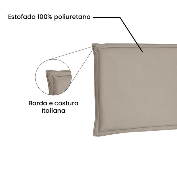 Imagem de Cabeceira Painel Solteiro 0,90m Veneza Suede Bege - Pallazio