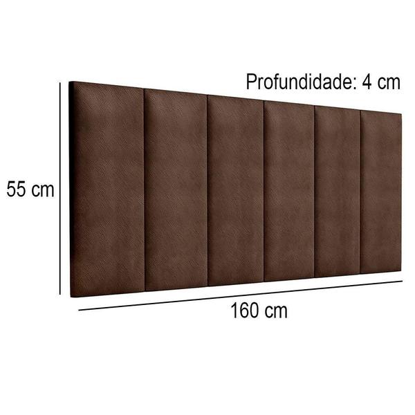 Imagem de Cabeceira Painel Suspensa Madri Estofada Suede Para Cama De Casal Queen 160cm X 55cm Marrom