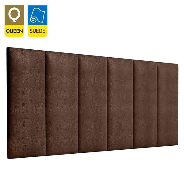 Imagem de Cabeceira Painel Suspensa Madri Estofada Suede Para Cama De Casal Queen 160cm X 55cm Marrom