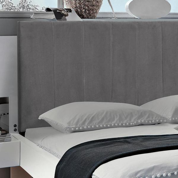 Imagem de Cabeceira Painel Vitória 158Cm Cama Box Queen Suede Cinza