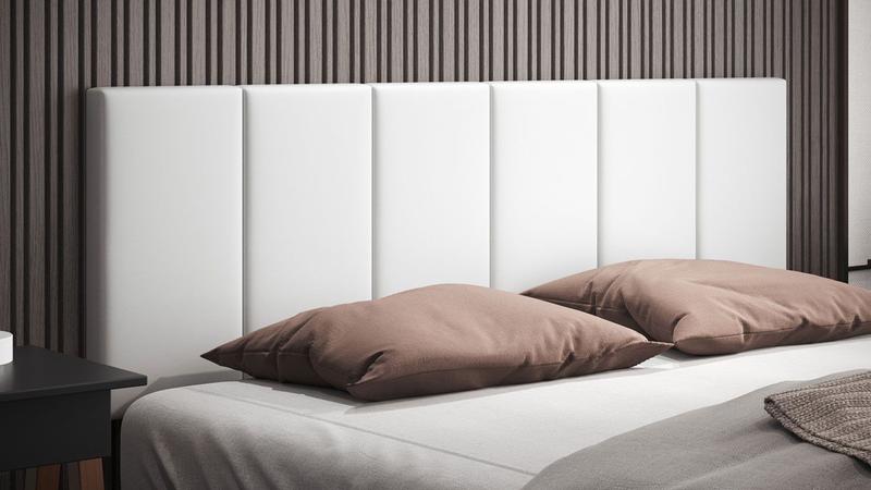 Imagem de Cabeceira para Cama 1,60cm, Almofadada Tecido Suede Branco - Ofertamo