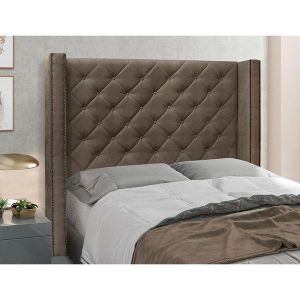 Imagem de Cabeceira Para Cama Box 160 cm Lisboa Suede Marrom Claro - Nexta Casa