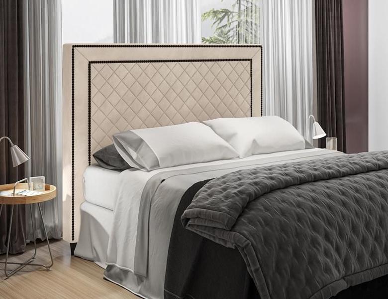 Imagem de Cabeceira Para Cama Box Arezzo King 1,93cm Veludo Bege - FdECOR