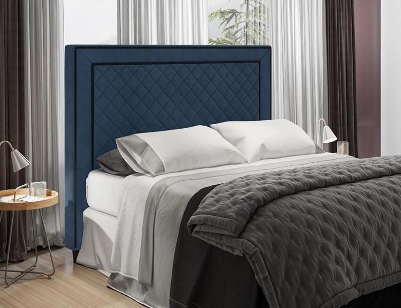 Imagem de Cabeceira Para Cama Box Arezzo Queen 1,60cm Veludo Azul - FdECOR