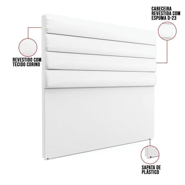 Imagem de Cabeceira Para Cama Box Casal 140 Cm material sintético Branco