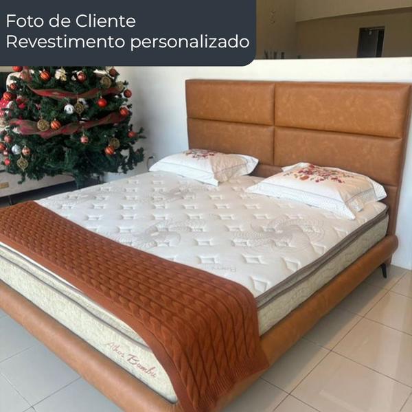 Imagem de Cabeceira para Cama Box Casal 140cm Clypea Veludo Cinza Claro - Sallar Home