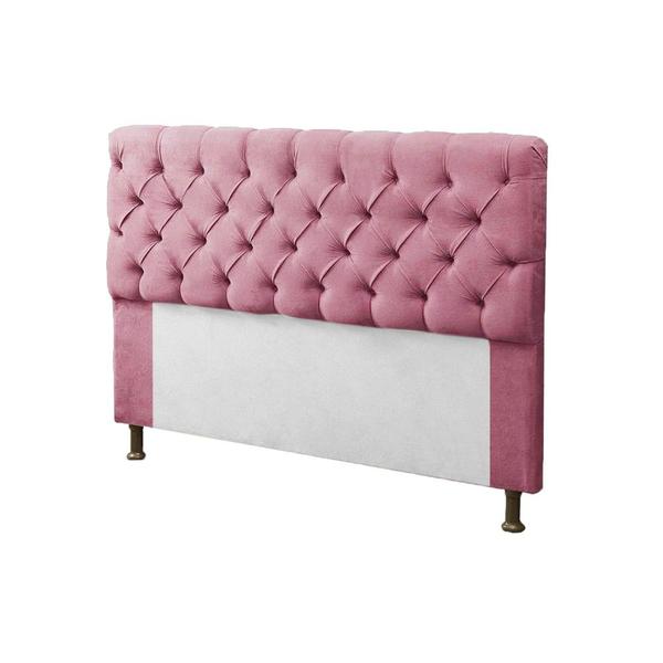 Imagem de Cabeceira para Cama Box Casal 140cm Mirage c/ Capitonê Suede Rosa - LM DECOR