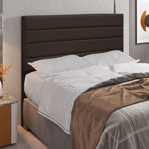 Imagem de Cabeceira Para Cama Box Casal King 193cm Rubi D10 Suede Marrom - Mpozenato