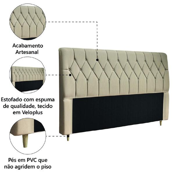 Imagem de Cabeceira Para Cama Box Casal/King Istambul Dobuê 1.95m Com Capitonê Suede Bege