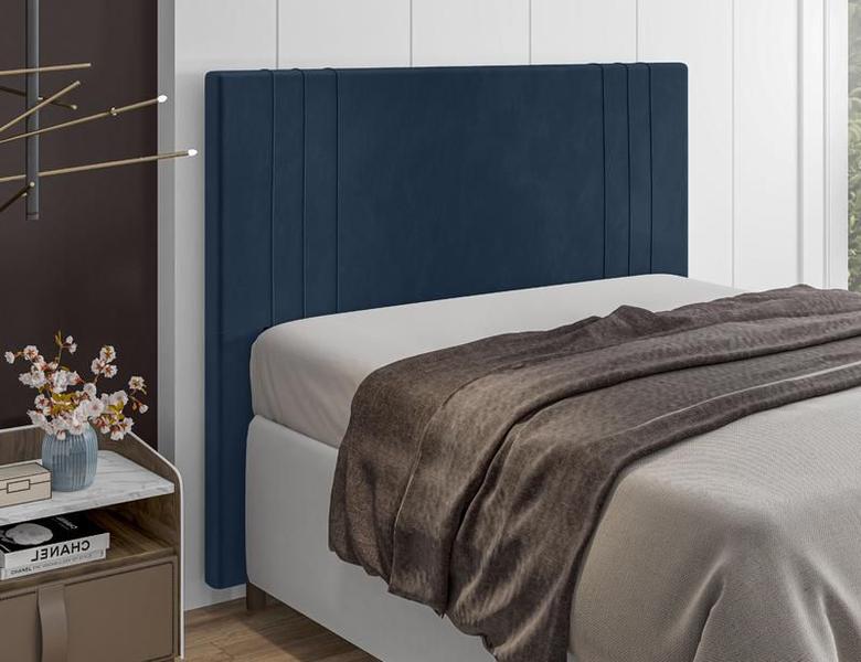 Imagem de Cabeceira Para Cama Box Ferrara Solteiro 0,90cm Veludo Azul - FdECOR