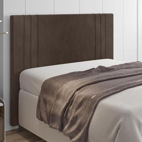 Imagem de Cabeceira Para Cama Box Ferrara Solteiro 0,90cm Veludo Marrom - FdECOR