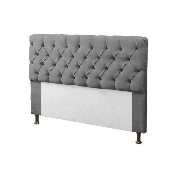 Imagem de Cabeceira para Cama Box King 195cm Mirage c/ Capitonê Suede Cinza - Dl Decor