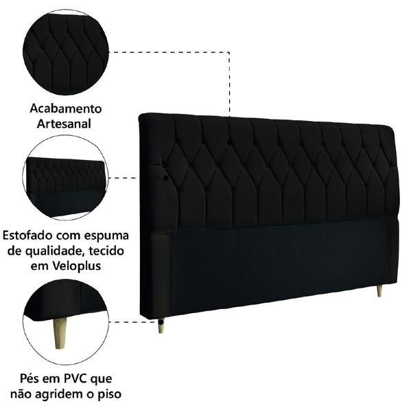 Imagem de Cabeceira para cama box king istambul dobuê 1.95m com  capitonê suede chocolate