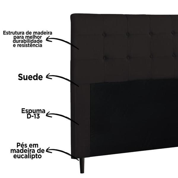 Imagem de Cabeceira Para Cama Box Luna Casal 1,40cm Suede Amassado Preto - FdECOR