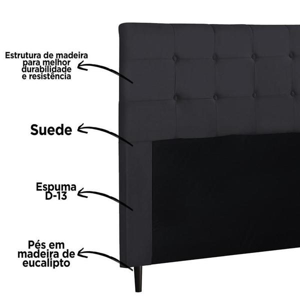 Imagem de Cabeceira Para Cama Box Luna Casal 1,40cm Suede Cinza - FdECOR