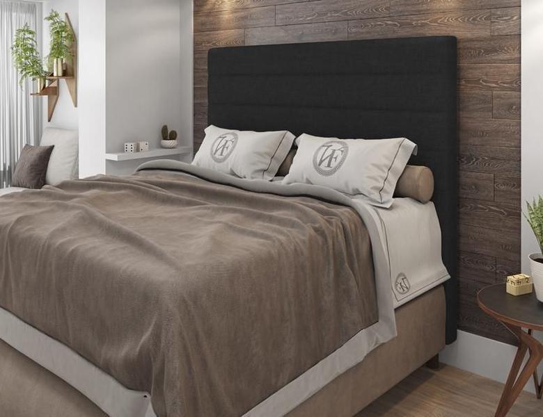 Imagem de Cabeceira Para Cama Box Napoli Casal 1,40cm Linho Preto - FdECOR