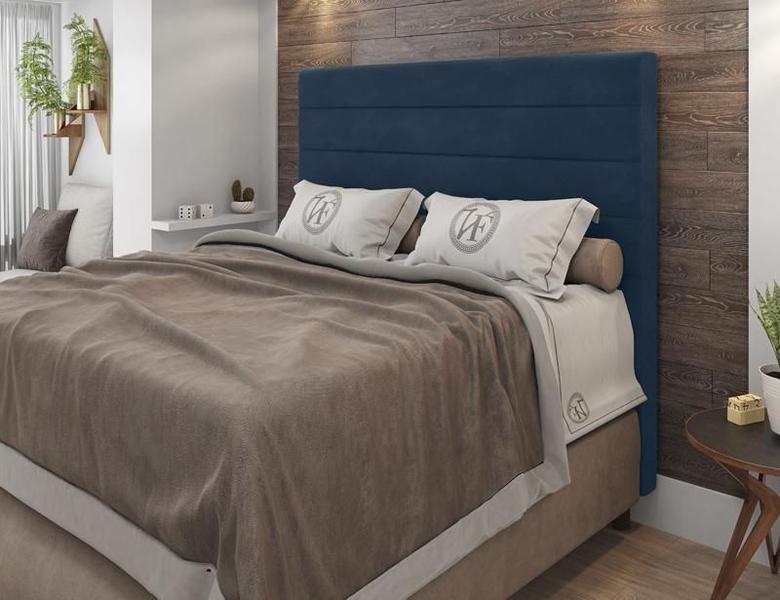 Imagem de Cabeceira Para Cama Box Napoli Casal 1,40cm Veludo Azul - FdECOR