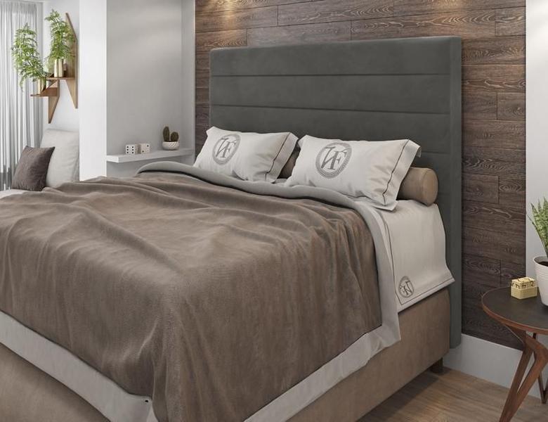 Imagem de Cabeceira Para Cama Box Napoli Queen 1,60cm Veludo Cinza - FdECOR