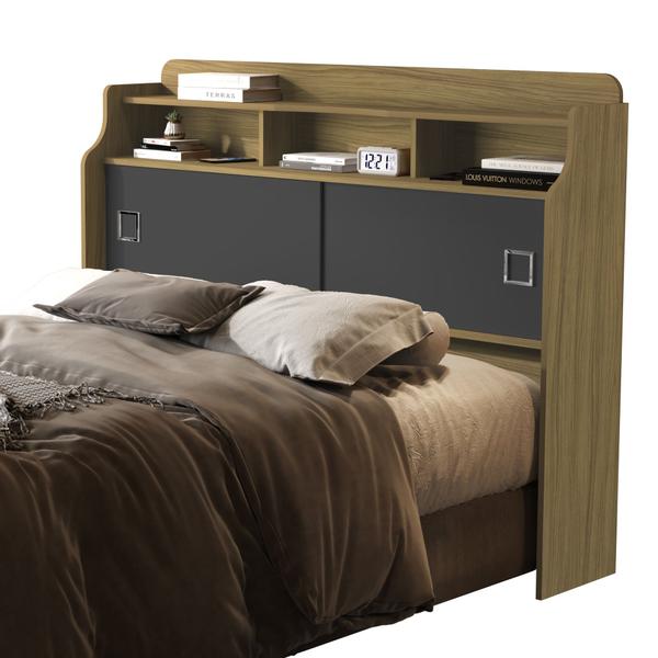 Imagem de Cabeceira Para Cama Box Queen 1.60m Com Prateleiras Nicho Com 2 Porta de Correr Moderna e Robusta MDF