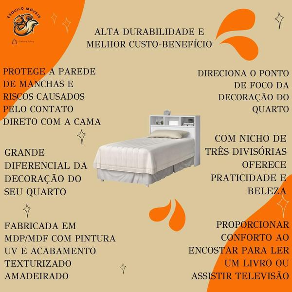 Imagem de Cabeceira para Cama Box Solteiro 0,90 Portugal Branco