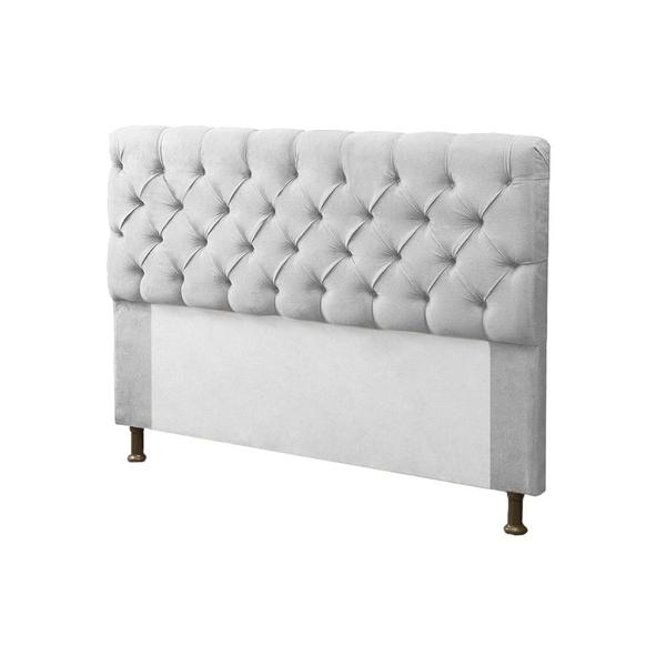 Imagem de Cabeceira para Cama Box Solteiro 90cm Mirage c/ Capitonê Suede Branco - LM DECOR