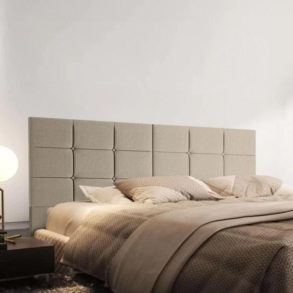 Imagem de Cabeceira Para Cama Casal Box 1,40 Estofada Painel Quarto Bia Luxo Bege Com Pé