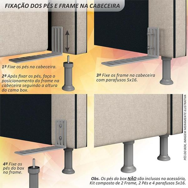 Imagem de Cabeceira Para Cama Queen Florença Suede Bege/preto - Móveis Arapongas