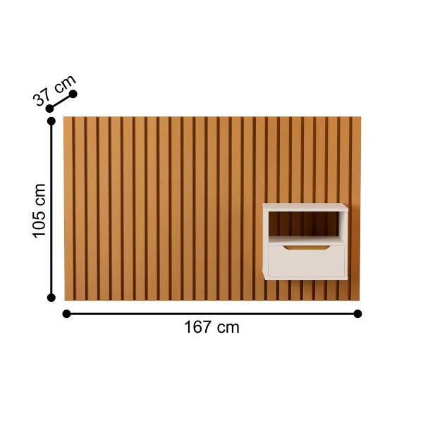 Imagem de Cabeceira Para Cama Solteiro com 1 Mesa Foggia Nature Pérola