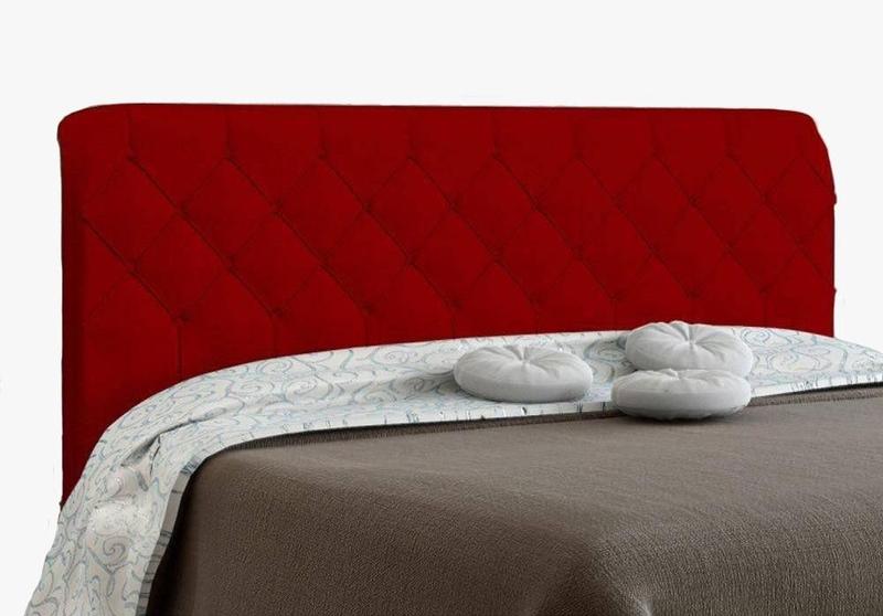 Imagem de Cabeceira Paris Para Cama Box Casal Vermelho Suede Amassado