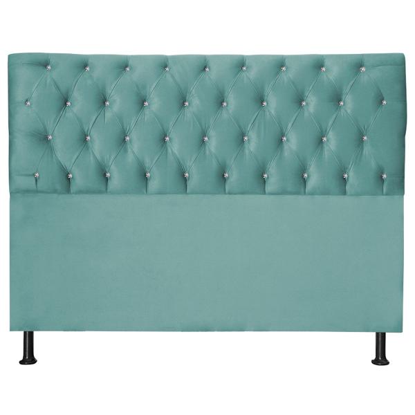 Imagem de Cabeceira Pérola 160Cm P/ Cama Box Queen Suede Azul Tiffany