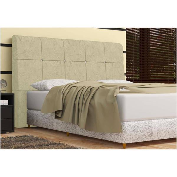 Imagem de Cabeceira Pietra Casal King 186 Cm Com Baú Interno Suede Amassado Bege - DS Móveis