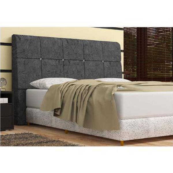 Imagem de Cabeceira Pietra Casal Queen 160 Cm Com Baú Interno Suede Amassado Cinza - DS Móveis