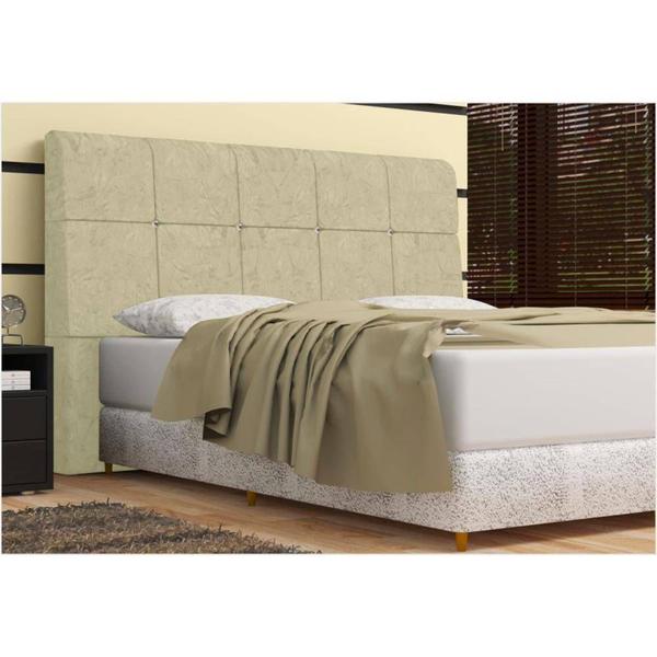 Imagem de Cabeceira Pietra Casal Queen 160 Cm Com Baú Interno Suede Bege - DS Estofados