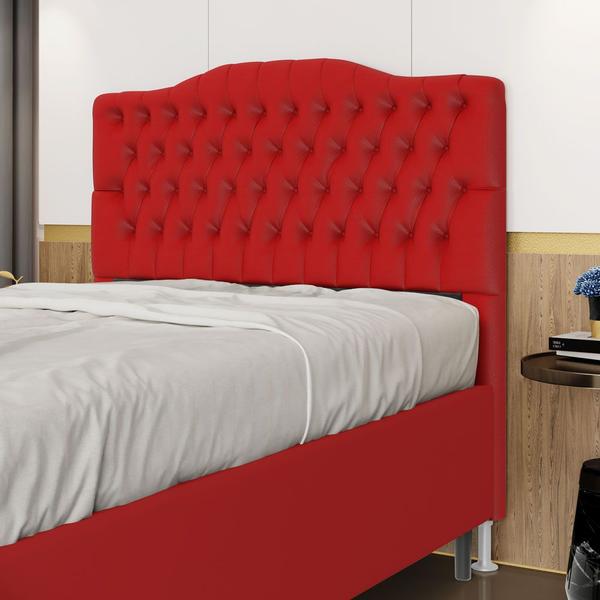 Imagem de Cabeceira Pollux 140 Decorativa de Cama Casal A-020 Couro Artificial Vermelho Aradecor