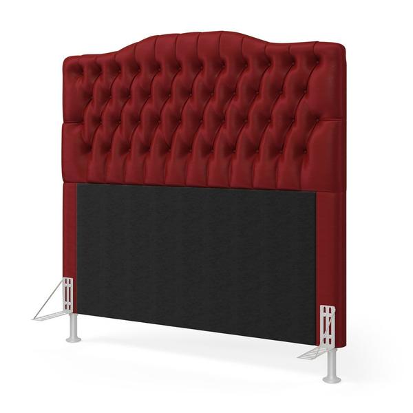 Imagem de Cabeceira Pollux 195 Decorativa de Cama King N-033 Veludo Vermelho Aradecor