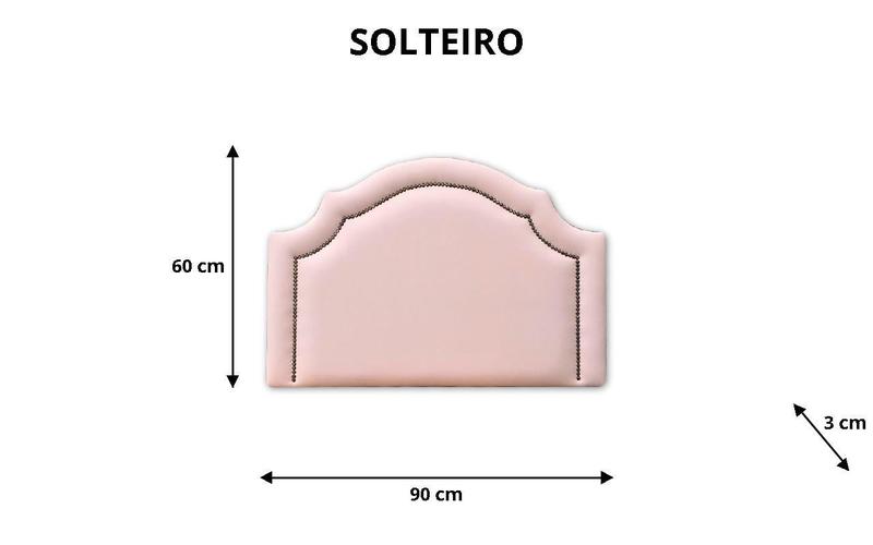 Imagem de Cabeceira Provençal Luxo com Tachas - Solteiro Sintético Rosa