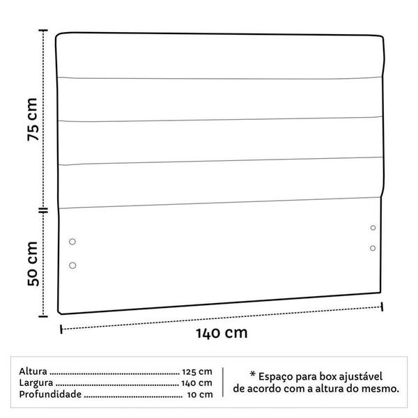 Imagem de Cabeceira Quarto Casal Greta 140cm Corano Marrom