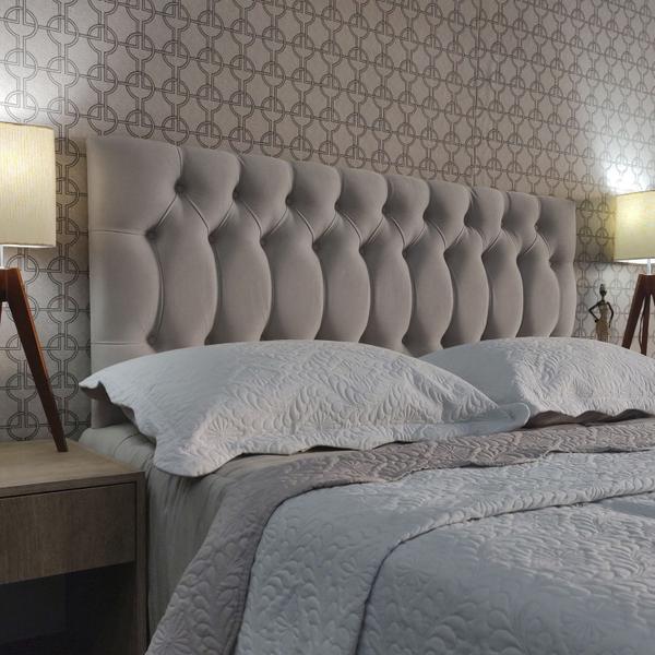 Imagem de Cabeceira Queen 160 Cama Box 1896 Capitone Bege Suede Painel RBL