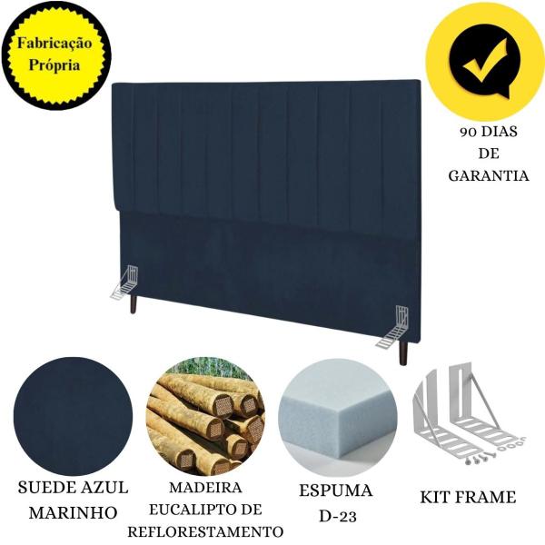 Imagem de Cabeceira Queen 160cm Carla Suede Azul Marinho E Frame