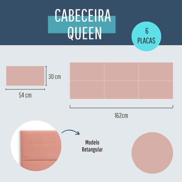 Imagem de Cabeceira Queen 162cmx 60cm Estofada Placas de Colar na Parede Modelo Retangular - Várias Cores